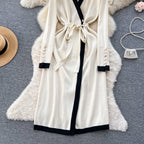 Color Blocking Knitted Cardigan Dress