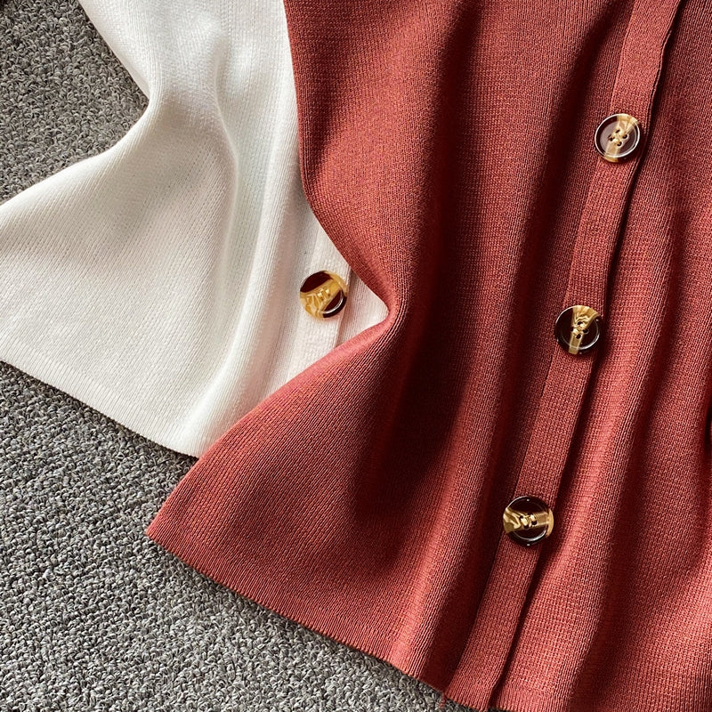 Thin Sleeveless Knit Top With Wide Straps