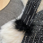 Crew Neck Rhinestone Studded Mesh Dress