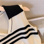 V-neck Lapeled Sleeveless Knitted Top