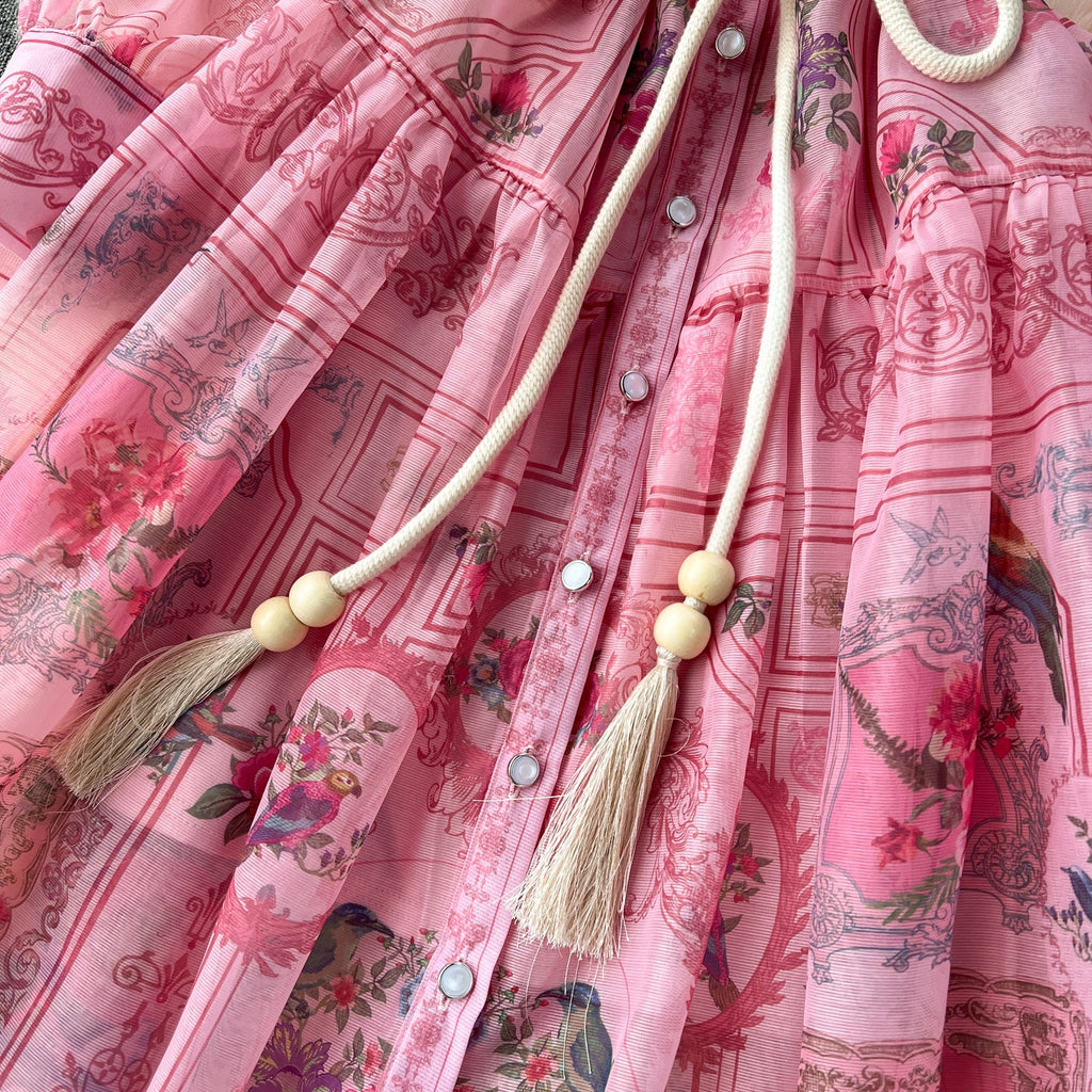 Courtly Floral Dress&Bottoming Slip Dress