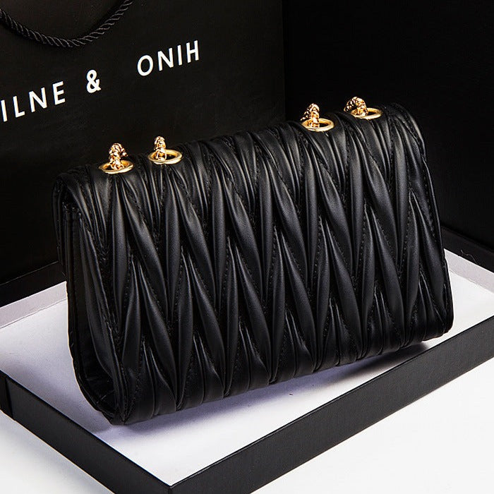 Square Buckle Pleated Square Bag