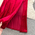 Vintage Rhinestone Studded Split Dress