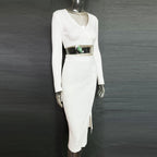 V-neck Sweaters&Split Skirt Knitted 2Pcs