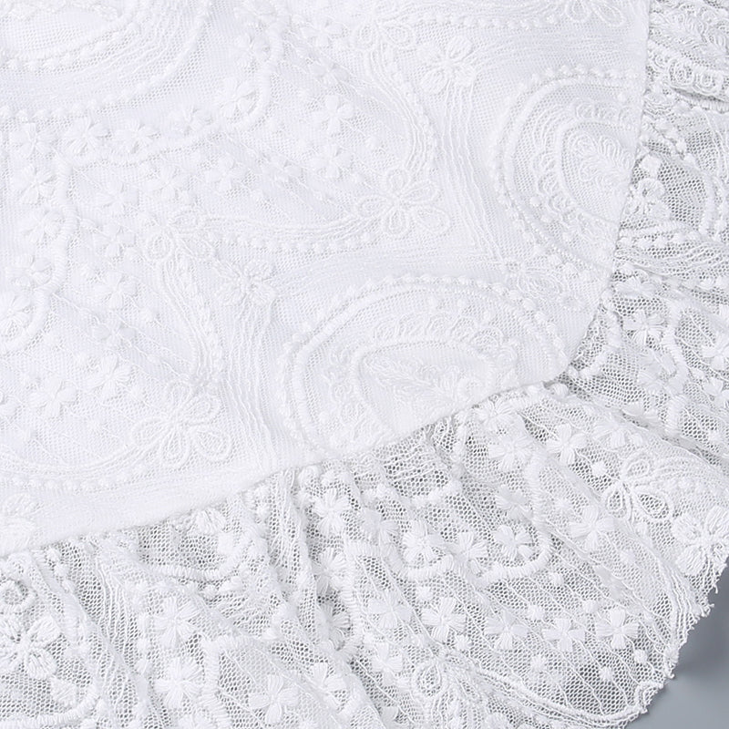 Delicate White Lace Backless Dress