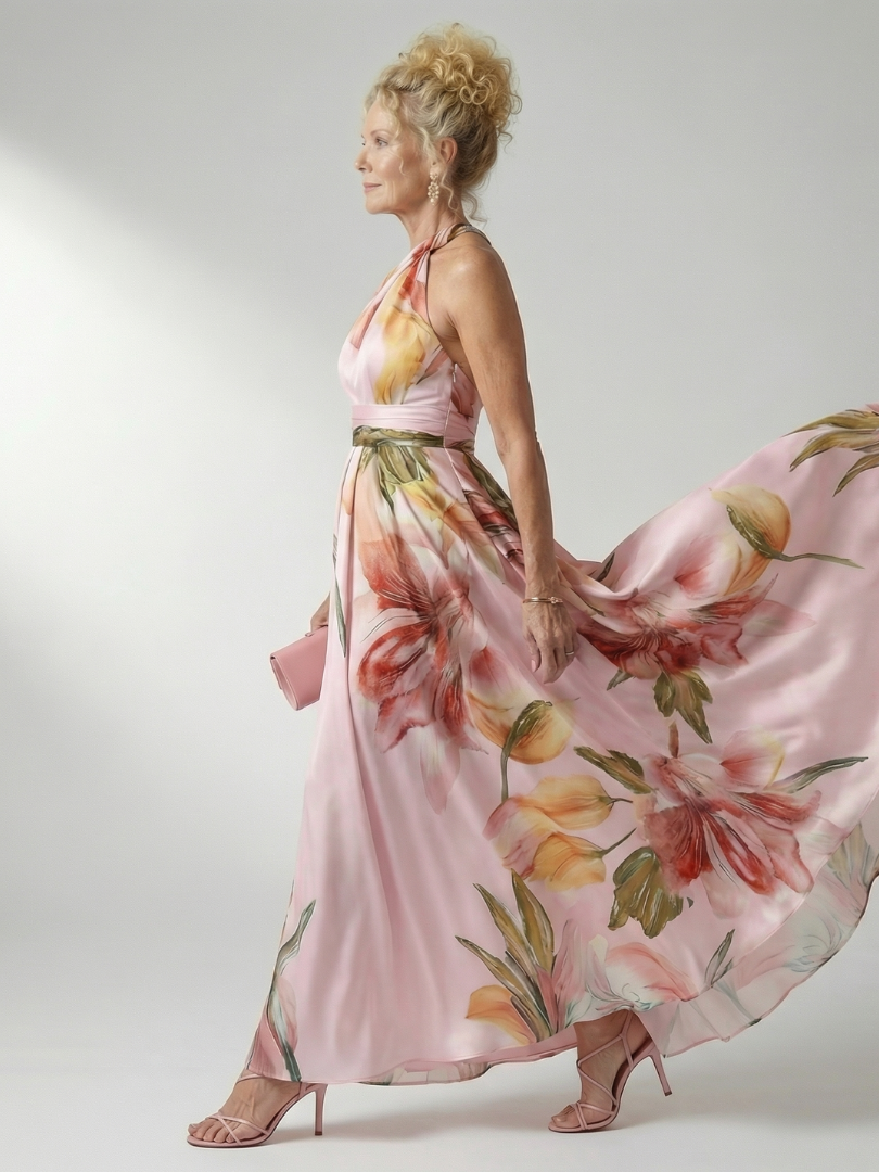 Camila | Halter Maxi Dress - Lightweight Floral