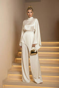 Irregular Shirt And Wide Leg Pants Set