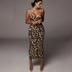 V-neck Snake Printed Slip Dress