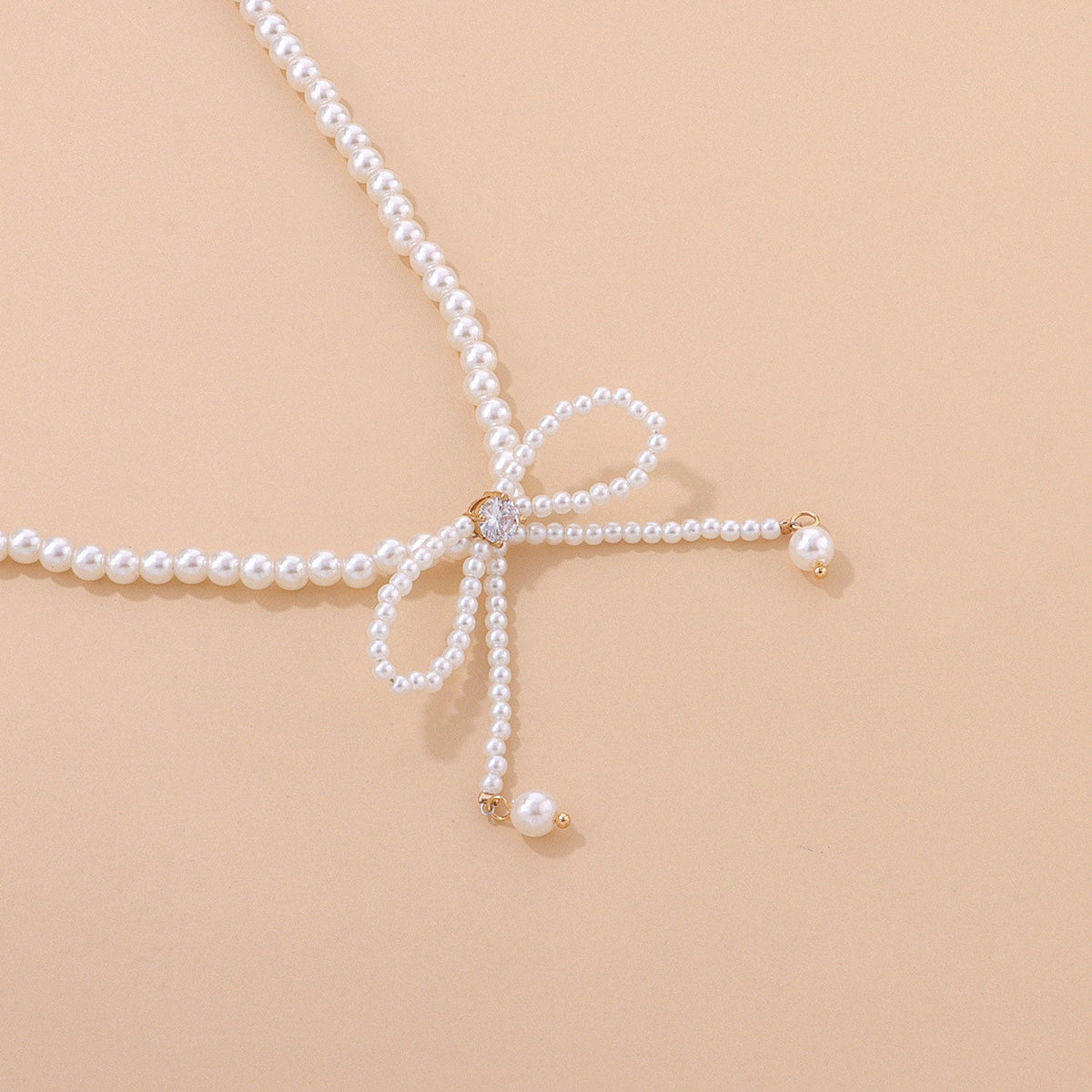 Fairy Pearl Tassel Bow Necklace