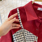Tweed Panel Plaid Fake Two Piece Dress