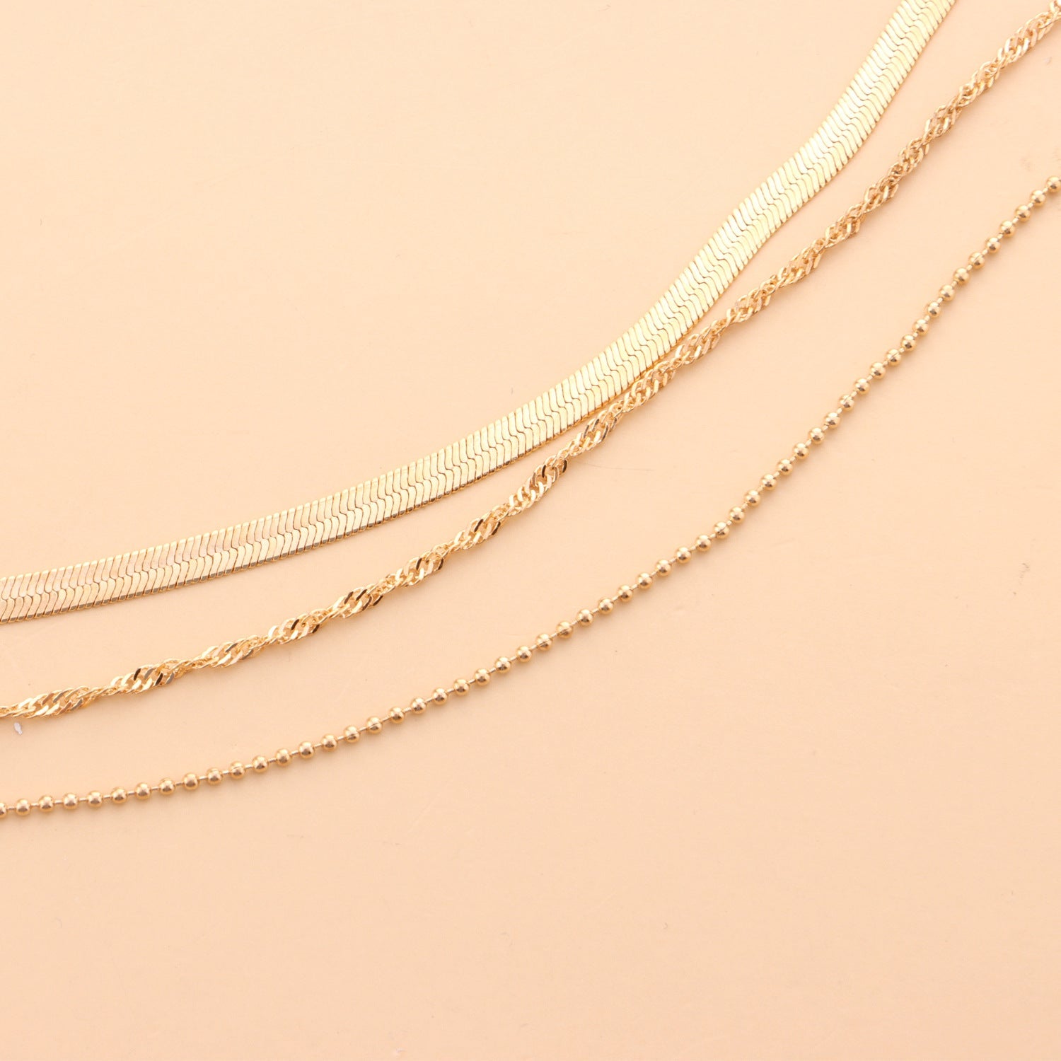 Snake Bone Bead Layered Necklace