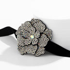 Full Rhinestone Flower Choker&Bracelet
