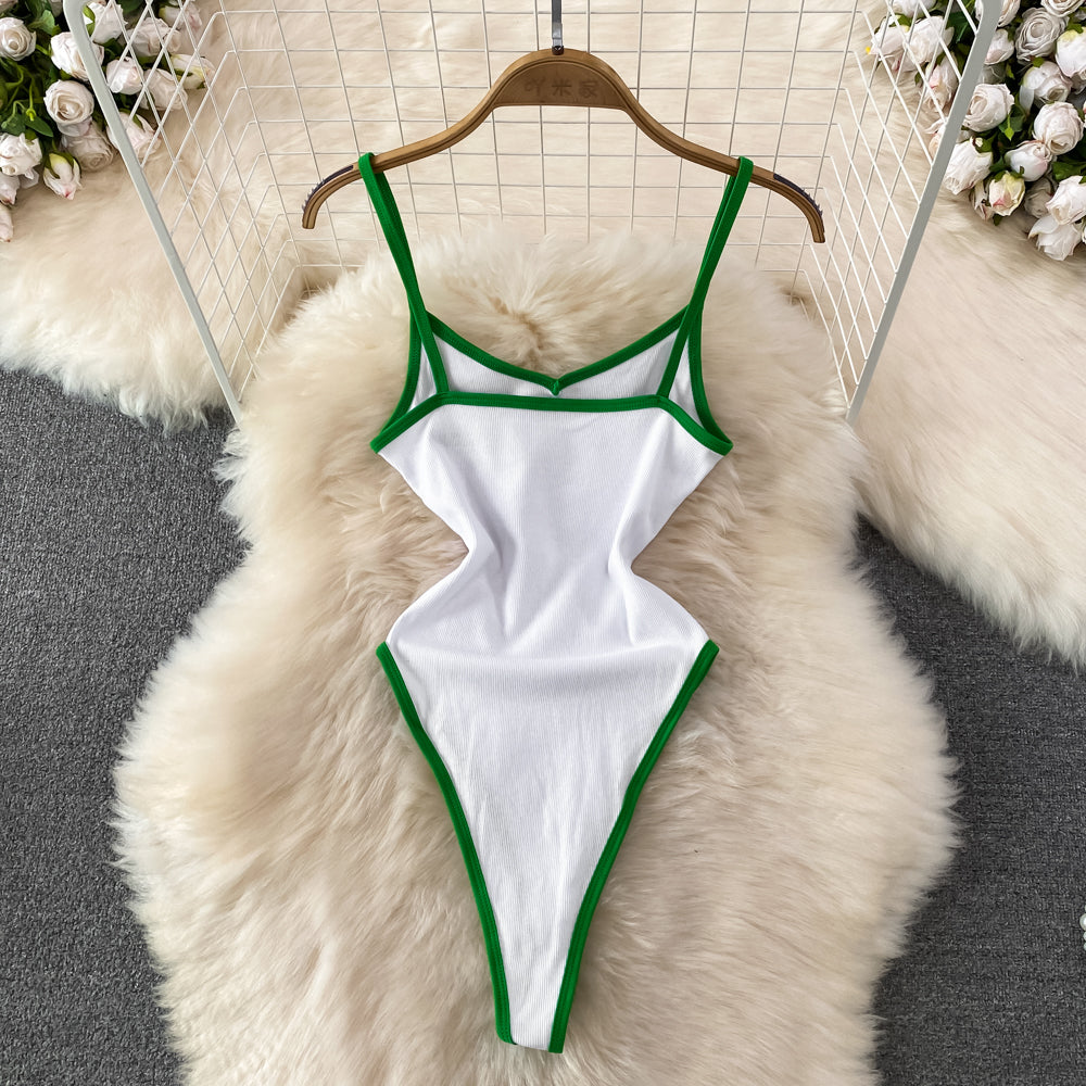 Vintage Color Blocking One-piece Lingerie
