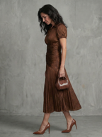 Selena | Pleated-Waist Midi Dress
