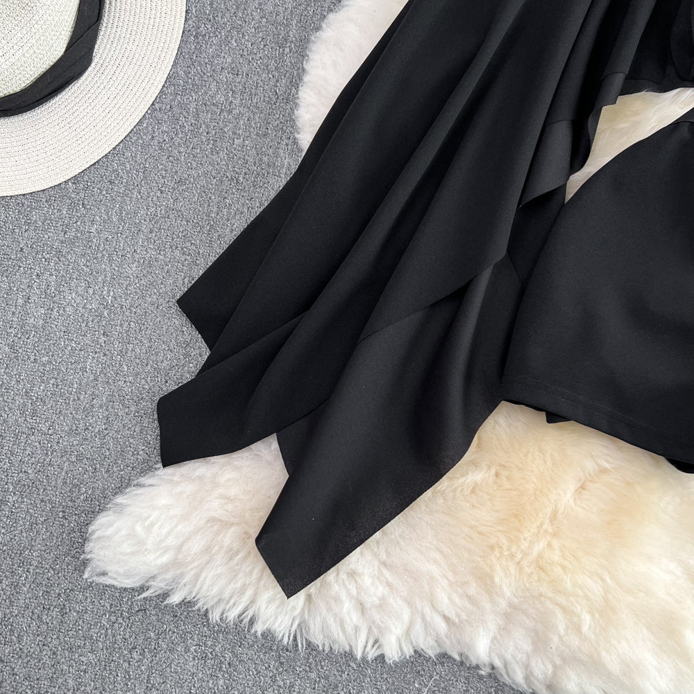 Asymmetric Top&Shorts Black 2Pcs