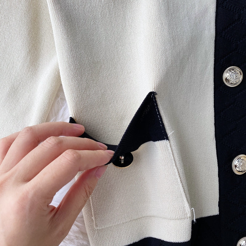 Two-piece V-neck Cardigan Sweater And High-waisted Wide-leg Trousers
