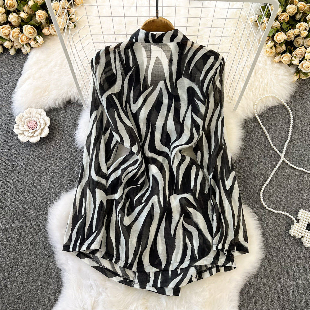 Sunscreen Zebra Printed Shirt Dress