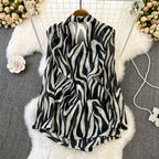 Sunscreen Zebra Printed Shirt Dress