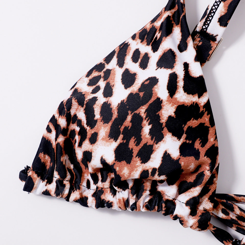Leopard Print Tie-dye Mesh 3Pcs Bikini