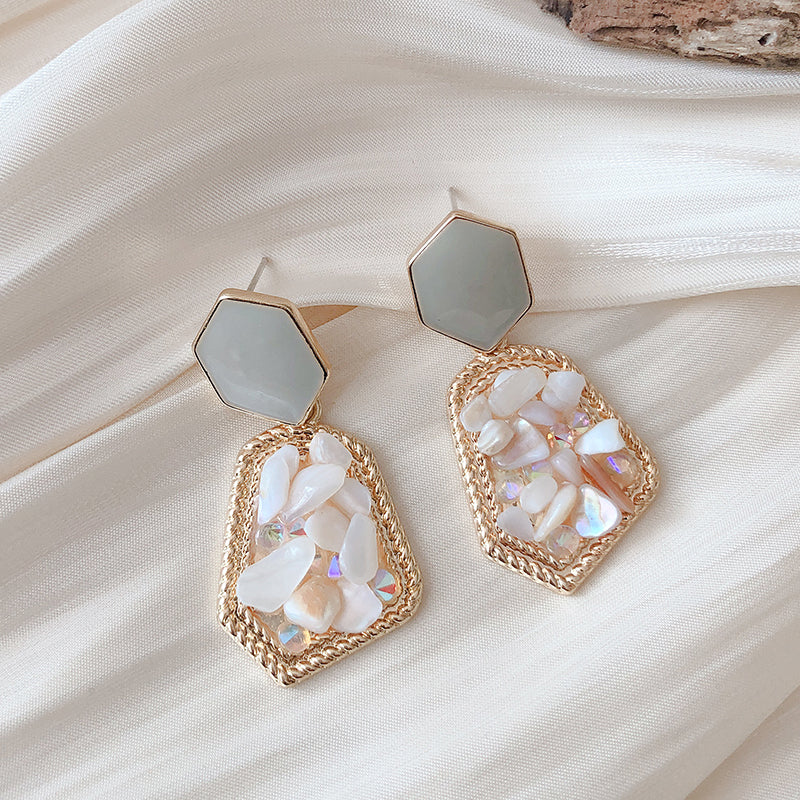 Vintage Crushed Stone Earrings