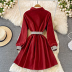 Tweed Panel Plaid Fake Two Piece Dress