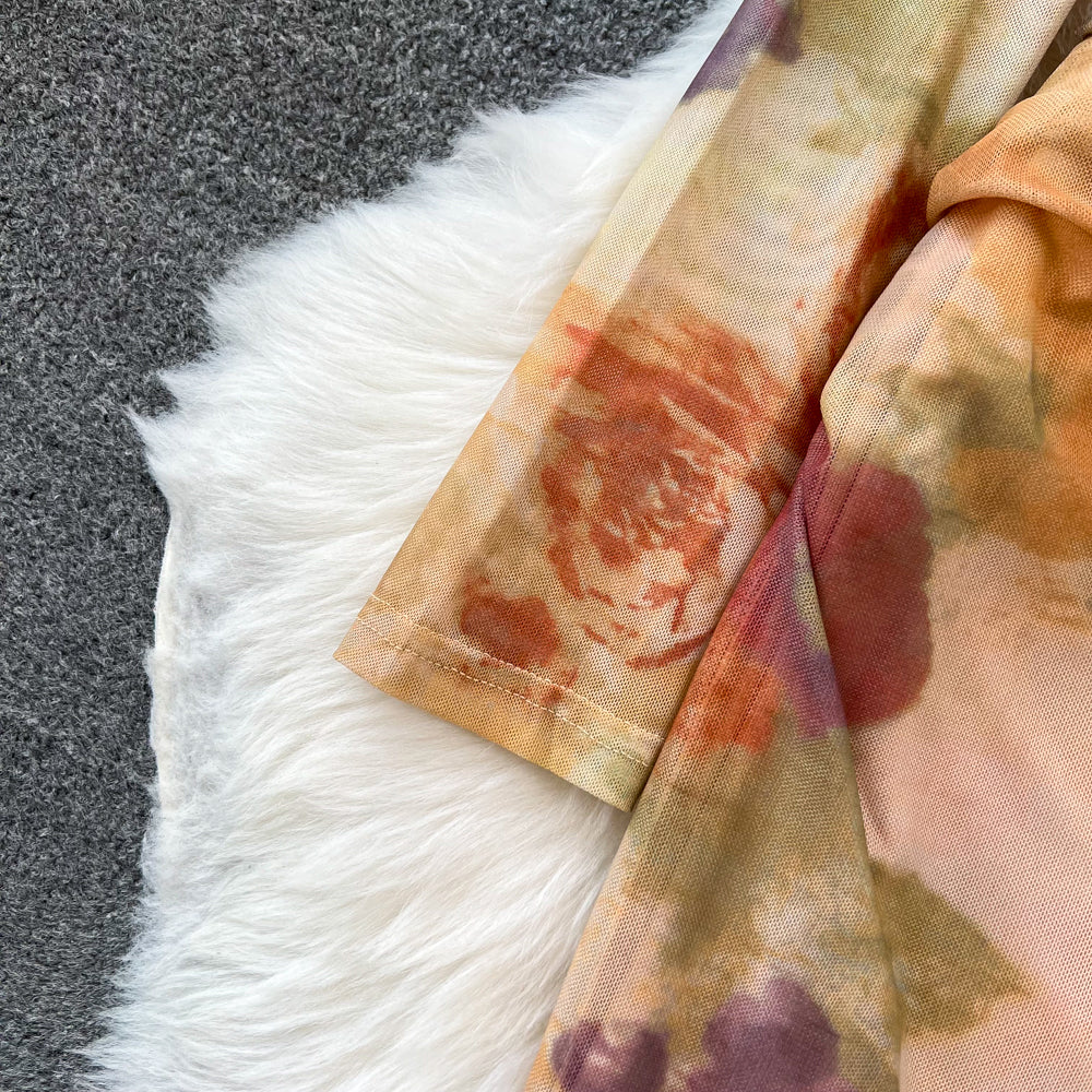 French Style Tie-dye Mesh Dress