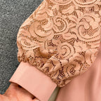 Vintage V-neck Lace Patchwork Jumpsuit
