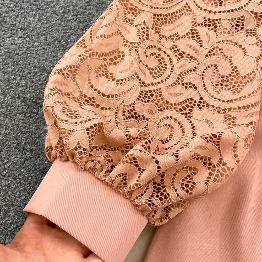 Vintage V-neck Lace Patchwork Jumpsuit