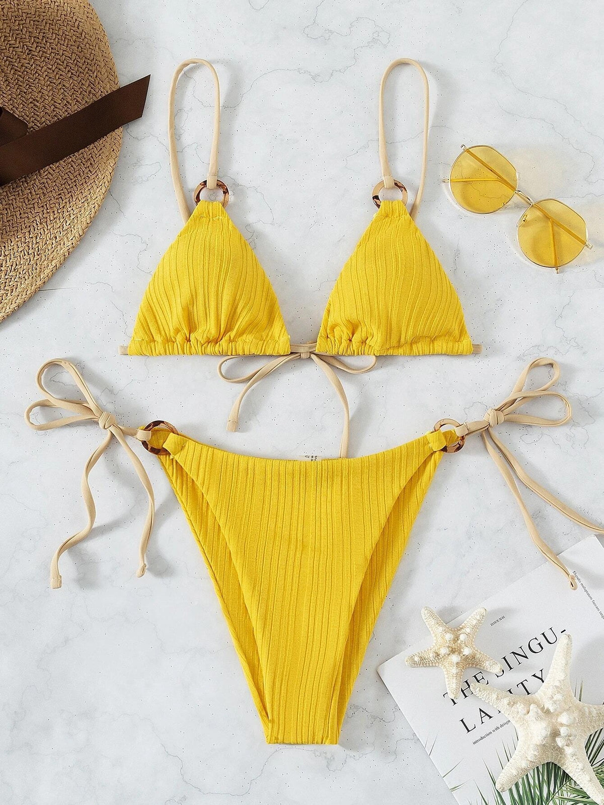 Strappy Bikini In Solid Color