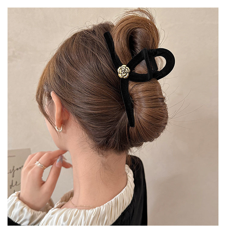 Beaded Black Velvet Hair Claw