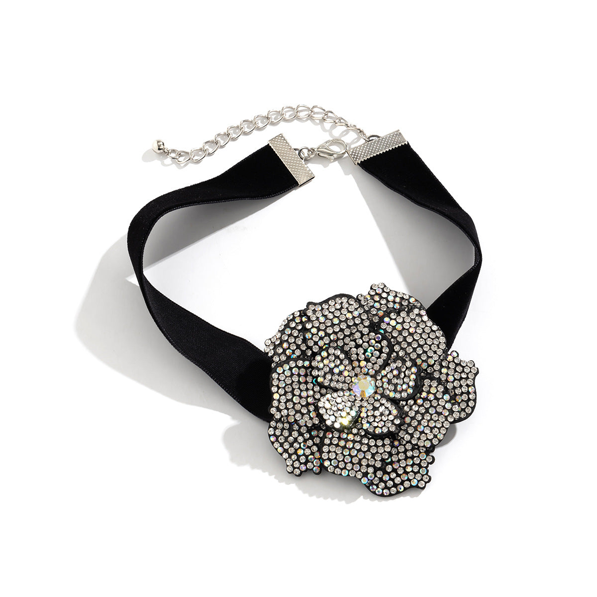 Full Rhinestone Flower Choker&Bracelet