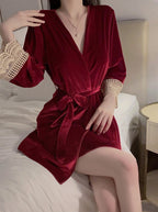 Velvet Crochet Trim Slip Lounge Dress