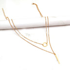 Metal Bar Tassel Layered Necklace