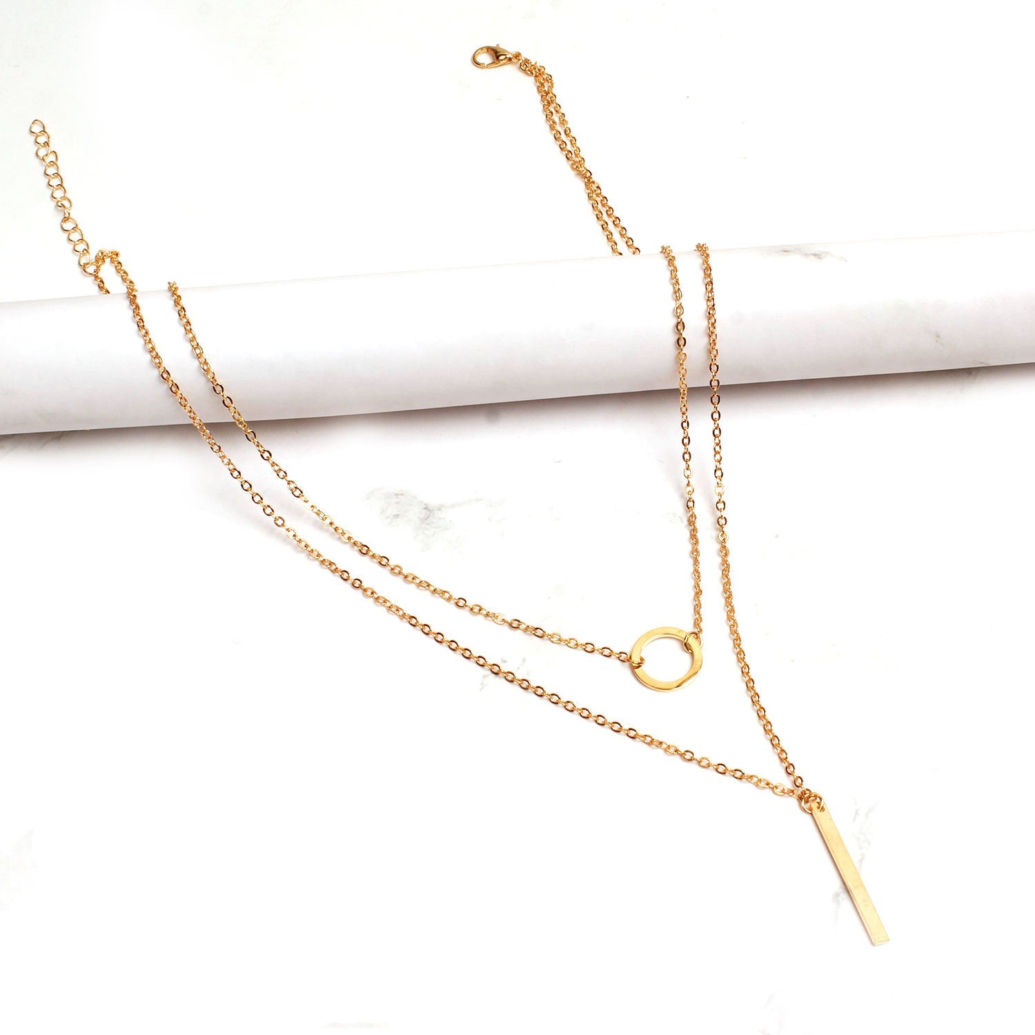 Metal Bar Tassel Layered Necklace