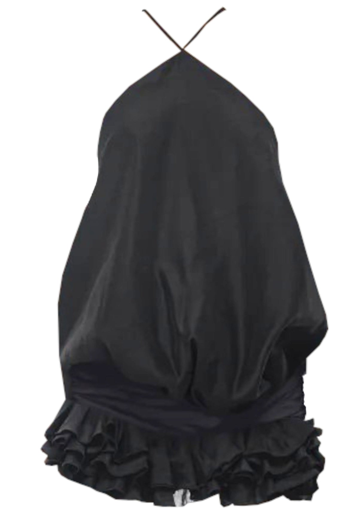 Aerthos Halter Ruffle Mini Dress In Black