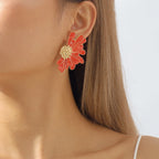 Vintage Alloy Flower Stud Earrings