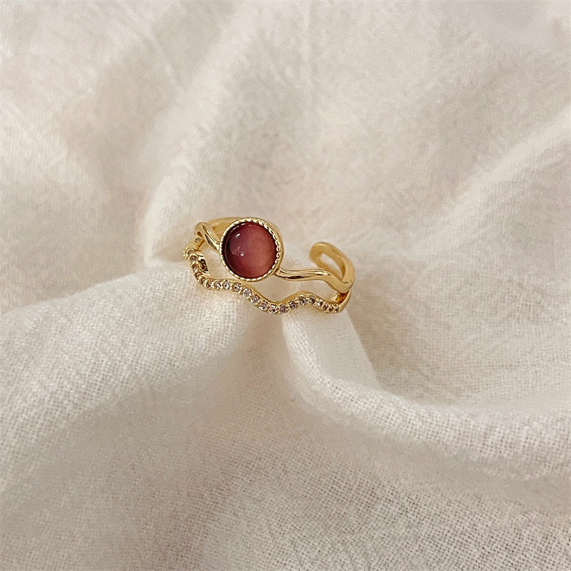 Courtly Cat's Eye Double Layer Ring