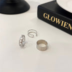 Japanese Style Silver Rings 3Pcs