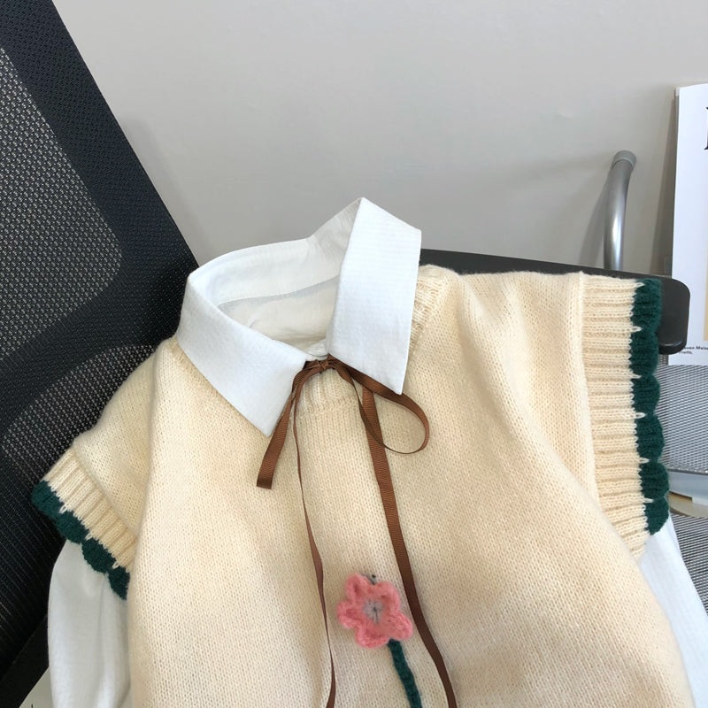 Vintage Dimensional Floral Sweater Vest