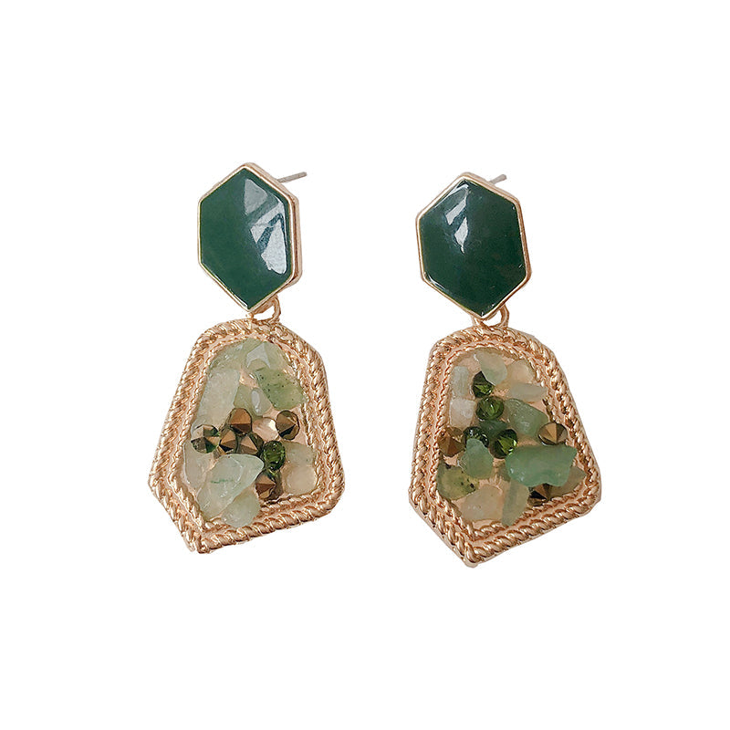Vintage Crushed Stone Earrings