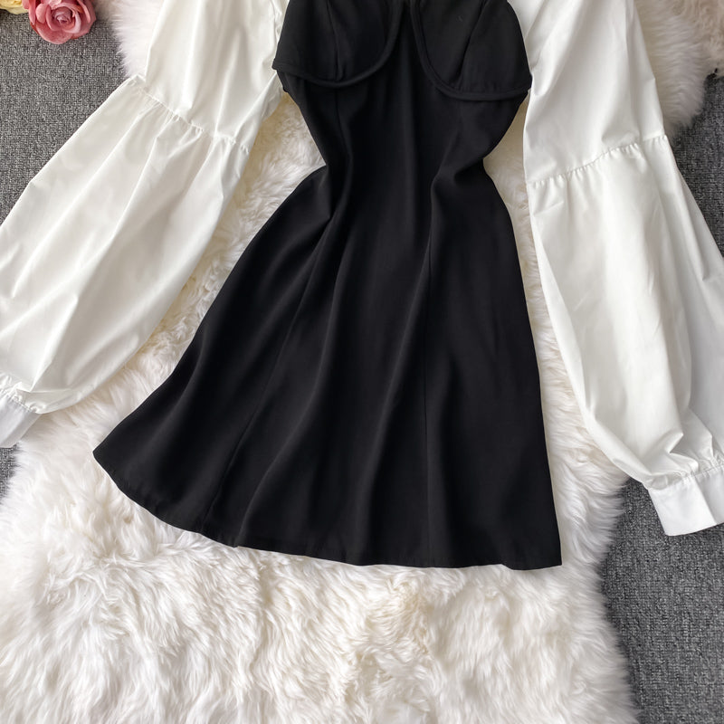 A-line Skirt And Lantern Sleeve Short Shirt Two-piece Suit