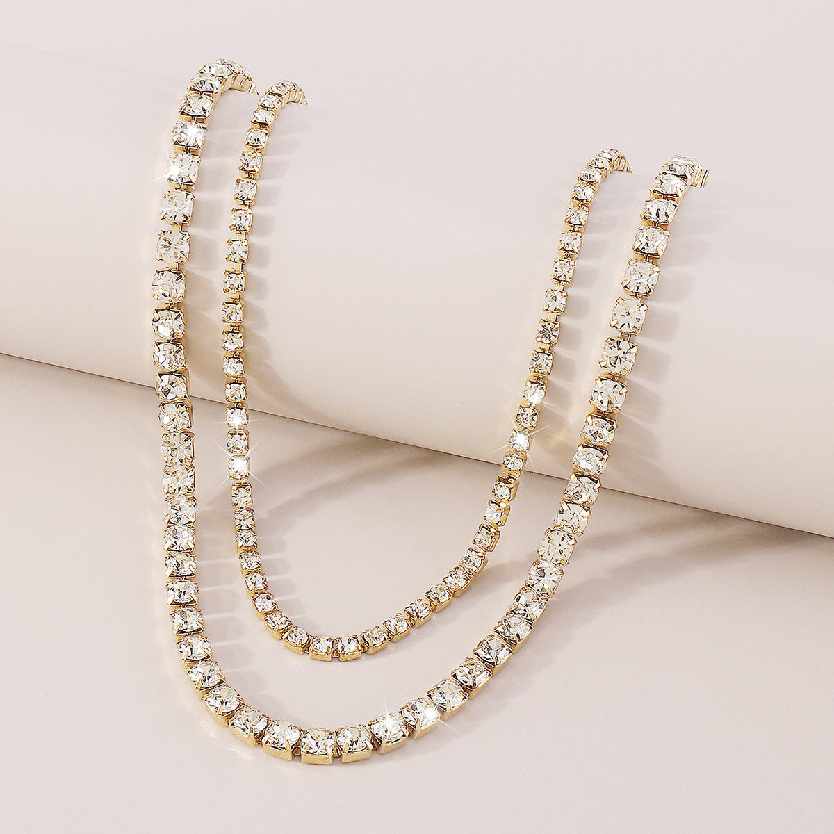 Sparkling Rhinestone Double Layer Choker