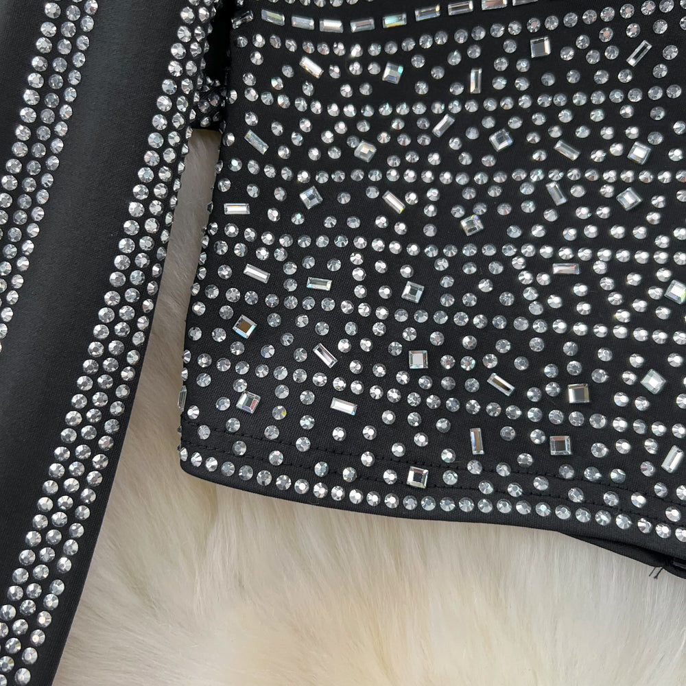 Top&Fishtail Skirt Rhinestone Studded 2Pcs