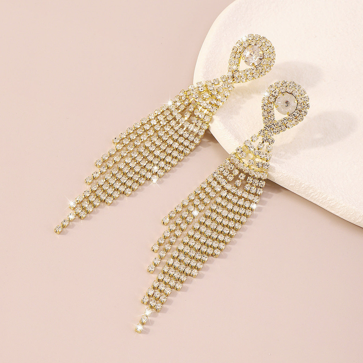 Tassel Dripping Rhinestone Earrings