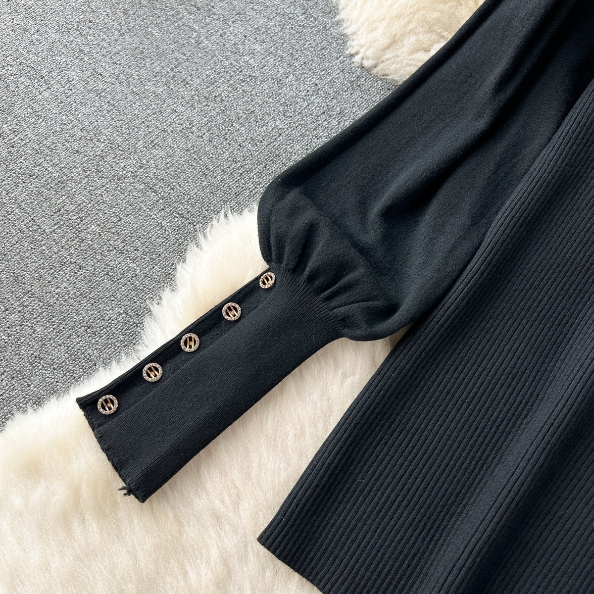 Turtleneck Sweater&Jacquard Skirt 2Pcs