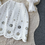 Bow-tie Shirt&Beaded Skirt 2Pcs