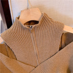 Niche Hollowed Crossover Zipped Knitwear