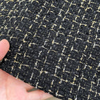 Gold Velvet Patchwork Tweed A-line Dress