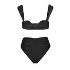 3d Rose Solid Color High-waist Bikini