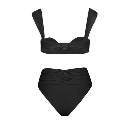 3d Rose Solid Color High-waist Bikini